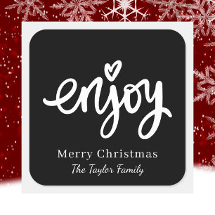 Simple Black and White Typography Christmas Baking Square Sticker