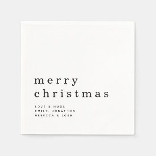 Simple Black and White Typography Merry Christmas Napkins