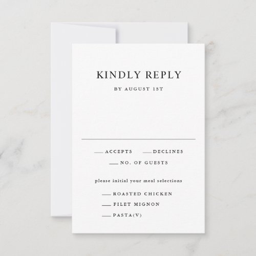 Simple Black and White Typography Wedding RSVP Card