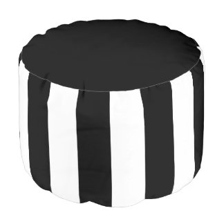 Simple Black and White Vertical Stripes Pattern Pouf