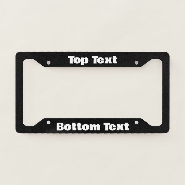 Simple Black and White Very Bold Easy to Read Text License Plate Frame (Front)