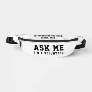 Simple Black And White Volunteer Ask Bold Typo Fanny Pack