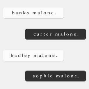 Simple Black and White Waterproof Name Labels