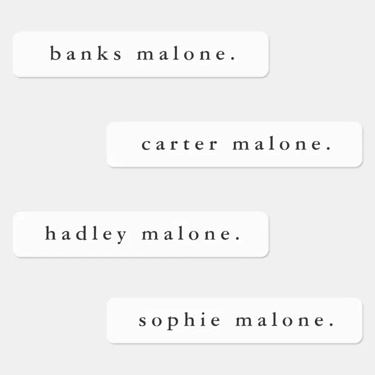 Simple Black and White Waterproof Name Labels Zazzle