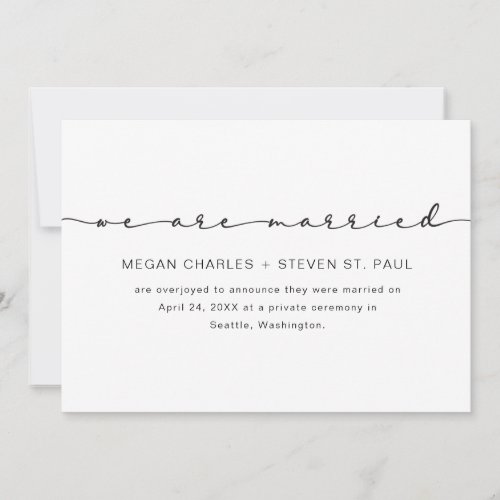 Simple Black and White We Are Wedding Announcement