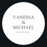 Simple black and white wedding classic round sticker<br><div class="desc">simple black and white design with lovely text that can be personalized.</div>