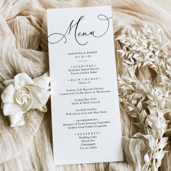 Simple Black And White Wedding Dinner Menu by PeachBloome at Zazzle