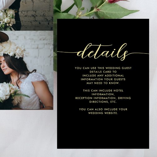 Simple Black and White Wedding Guest Detail Enclosure Card