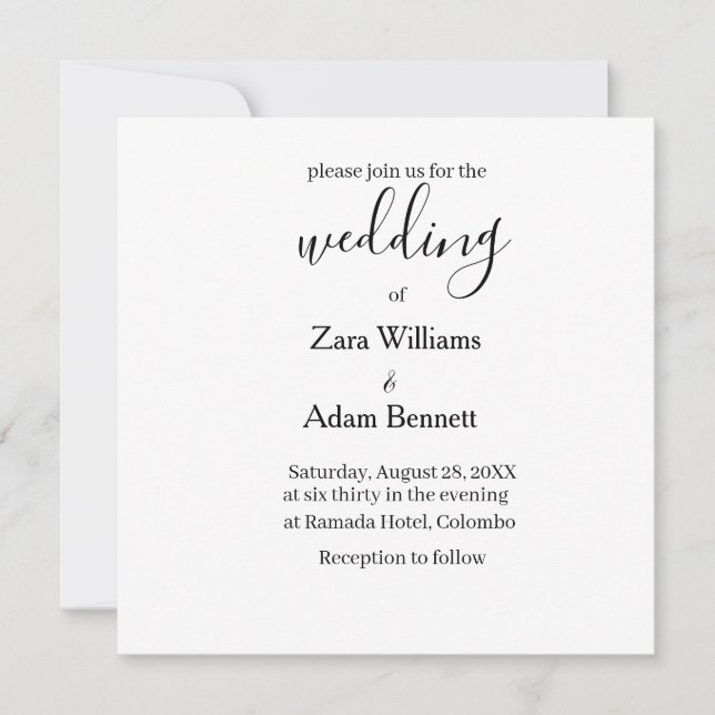 Simple black and white wedding invitation (Front)