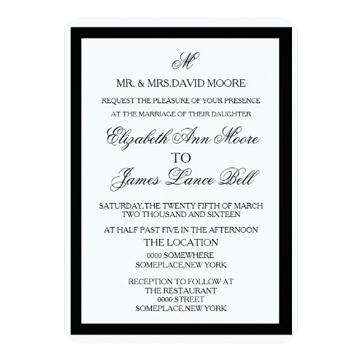 Simple Black And White Wedding Invitations 3