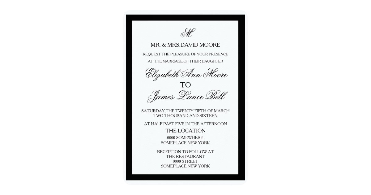 Simple Black And White Wedding Invitations 8