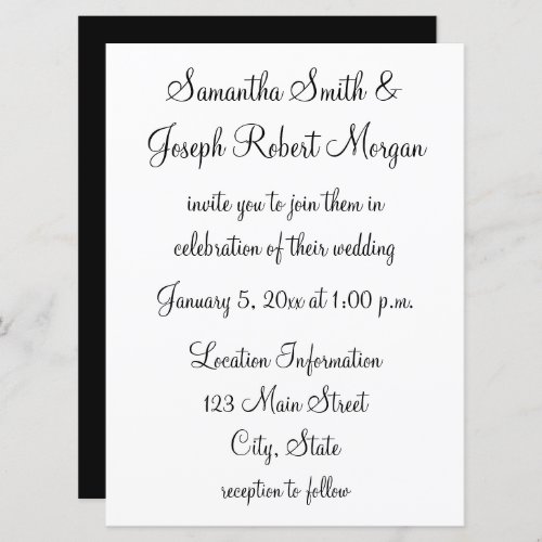 Simple Black and White Wedding Invitation