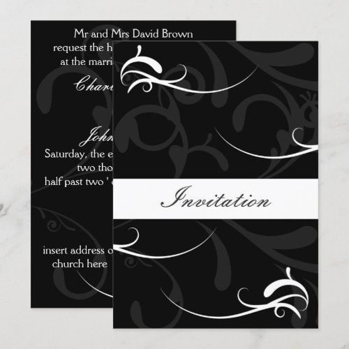 black wedding invitation