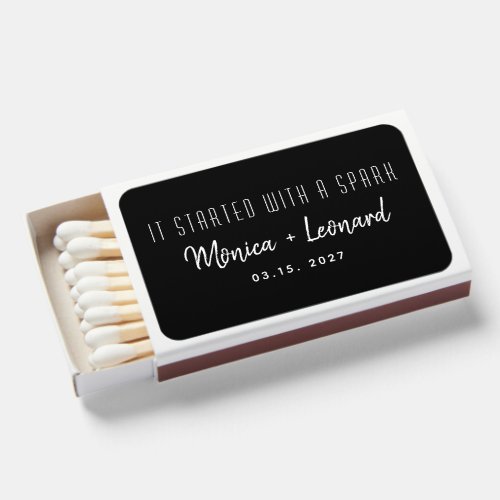 Simple Black and White Wedding Matchboxes