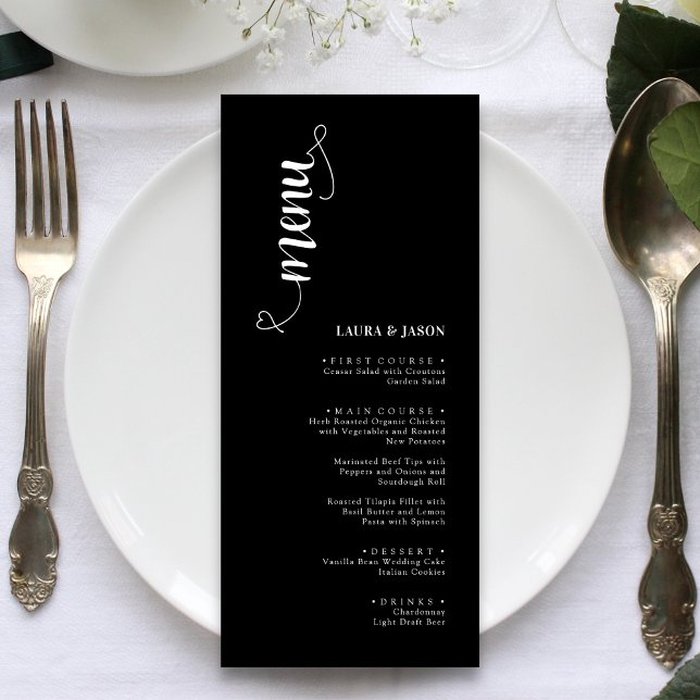 Simple Black and White Wedding Menu Cards (Creator Uploaded)