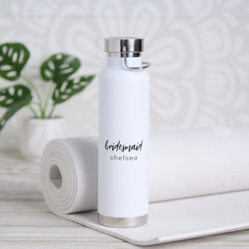 Simple Black and White Wedding Modern Bridesmaid Water Bottle