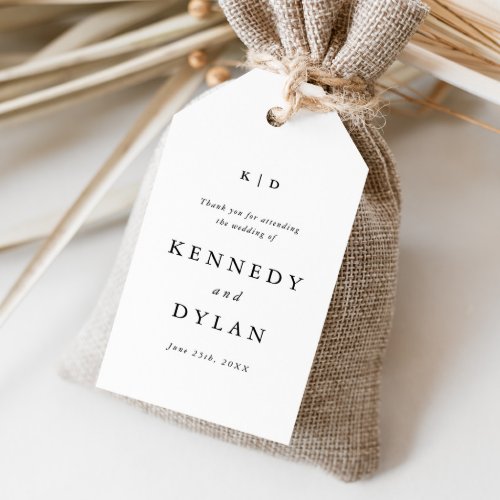 Simple Black and White Wedding Monogram Favor Gift Tags