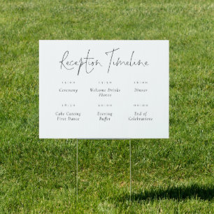 Simple Black and White Wedding Reception Timeline Sign