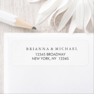Simple Black and White Wedding Return Address Label