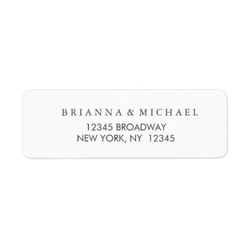 Simple Black and White Wedding Return Address Label
