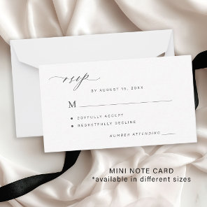 Simple black and white wedding RSVP Note Card