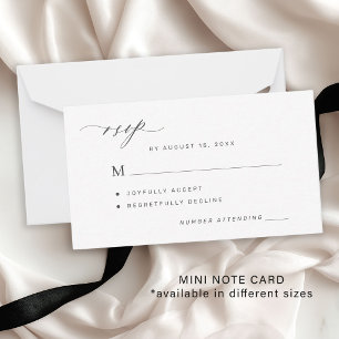 Simple black and white wedding RSVP Note Card