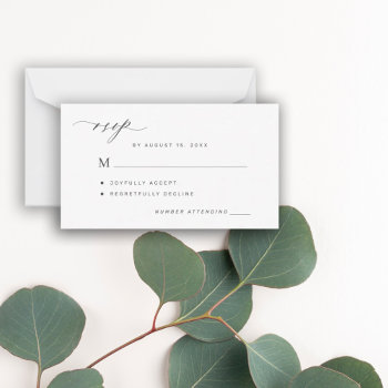 Simple Black And White Wedding Rsvp Note Card by invitations_kits at Zazzle