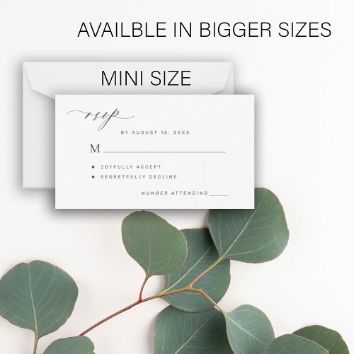 Simple black and white wedding RSVP Note Card
