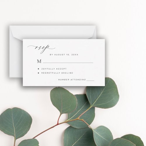 Simple black and white wedding RSVP Note Card