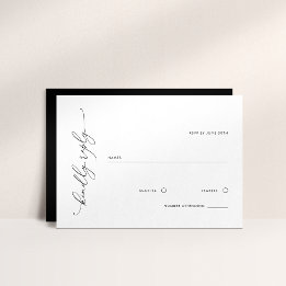 Simple Black and White Wedding RSVP Response Card