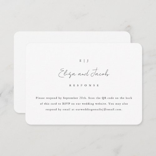 Simple Black and White Wedding RSVP with QR Code