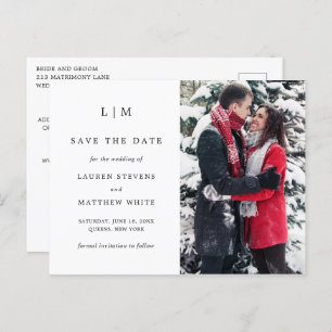 Simple Black and White Wedding Save the Date Announcement Postcard