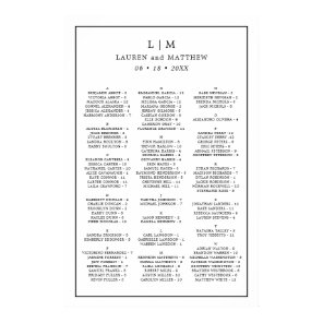 Simple Black and White Wedding Seating Chart