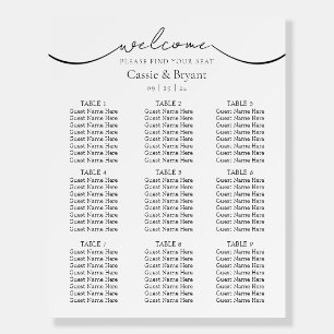 Simple Black and White Wedding Seating Chart Foam Board