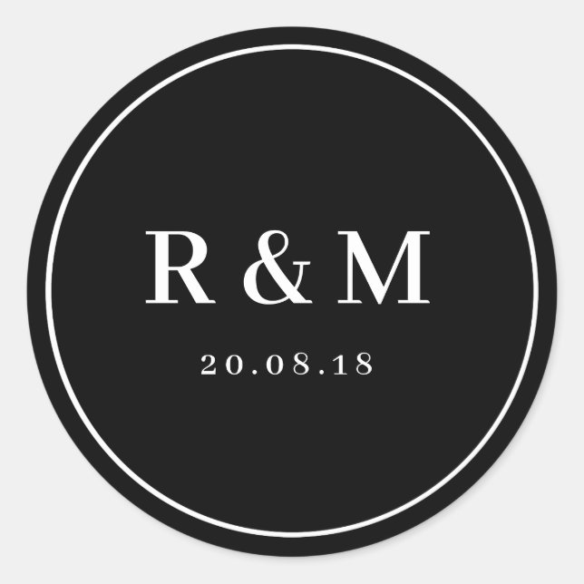 Simple black and white wedding sticker (Front)