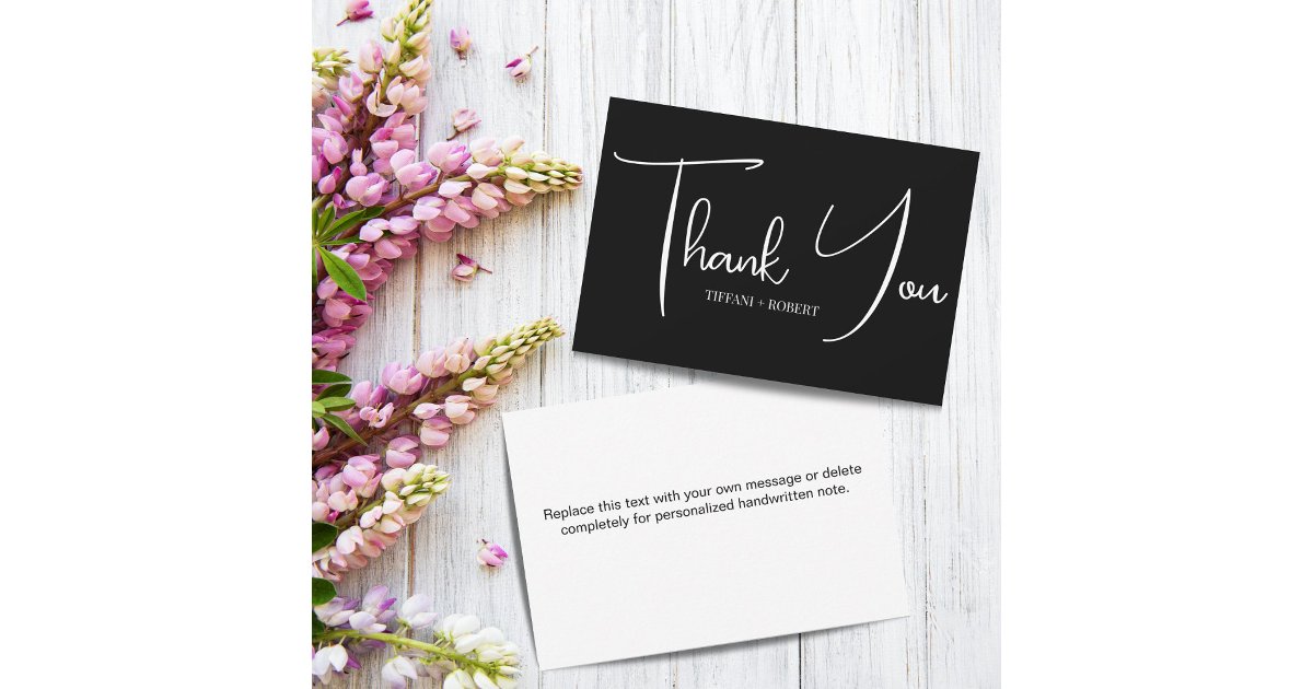 Simple Black and White Wedding Thank You Card | Zazzle