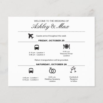 Simple Black And White Wedding Weekend Itinerary by goskell at Zazzle