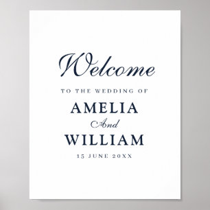 simple black and white wedding welcome sign