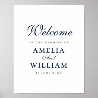 simple black and white wedding welcome sign