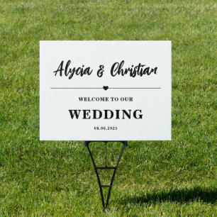Simple Black and White Welcome Wedding Yard Sign