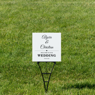 Simple Black and White Welcome Wedding Yard Sign