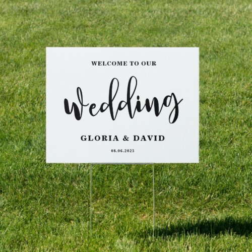 Simple Black and White Welcome Wedding Yard Sign