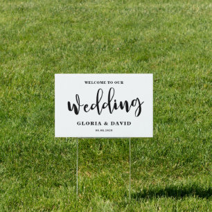 Simple Black and White Welcome Wedding Yard Sign