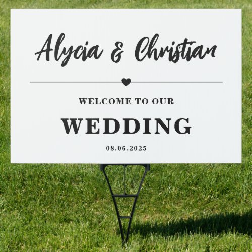 Simple Black and White Welcome Wedding Yard Sign