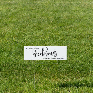 Simple Black and White Welcome Wedding Yard Sign