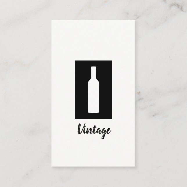 Simple Black and White (Wine Bottle) Business Card (Front)