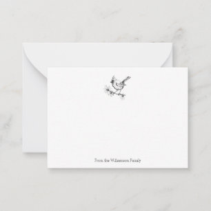 Simple Black and White Winter Cardinal Bird Family Note Card