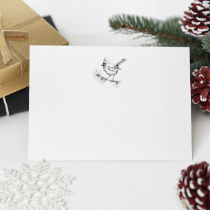 Simple Black and White Winter Cardinal Bird Note Card