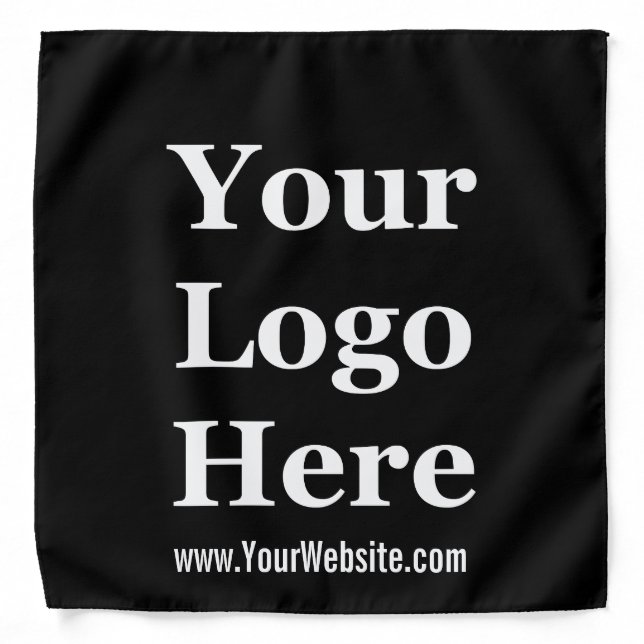 Simple Black and White Your Logo Here Template Bandana (Front)