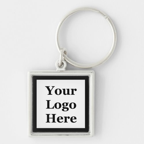 Simple Black and White Your Logo Here Template Keychain